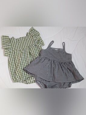 Baby girl gingham romper bundle